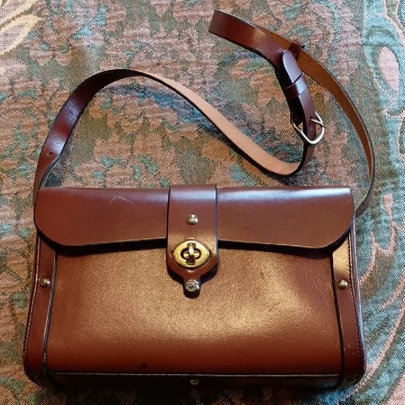Vintage 60s 70s John Romain Saddle Leather Shoulder Bag - Picture 1 of 11